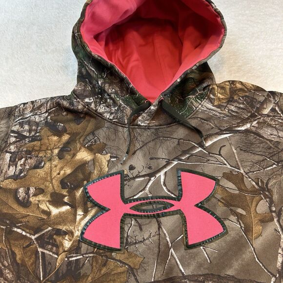 Under Armor Camo Hoodie – Womens Size XL with Pink Logo Real Tree - Picture 1 of 8